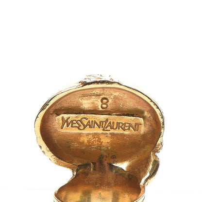Saint Laurent Glass Cabochon Arty Ovale Ring 8 Gold Lapis 4 of 7