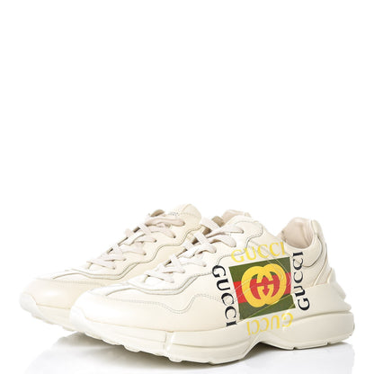 Gucci Calfskin Interlocking G Logo Mens Rhyton Sneakers 8 Ivory 3 of 9