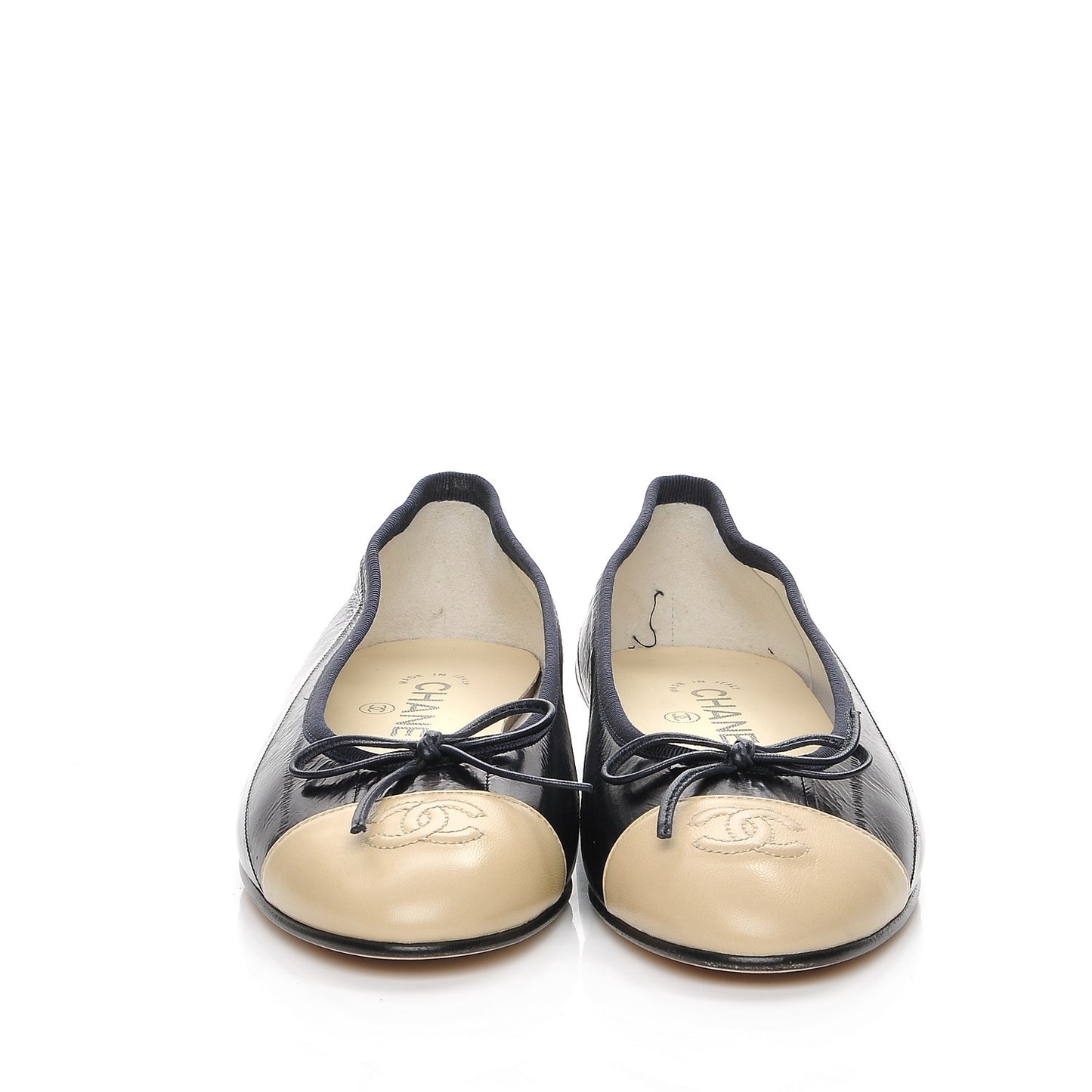 Eel Cap Toe Ballerina Flats 38 Black Beige