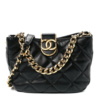 Chanel Lambskin Quilted Small Chain Hobo Black 1 of 11