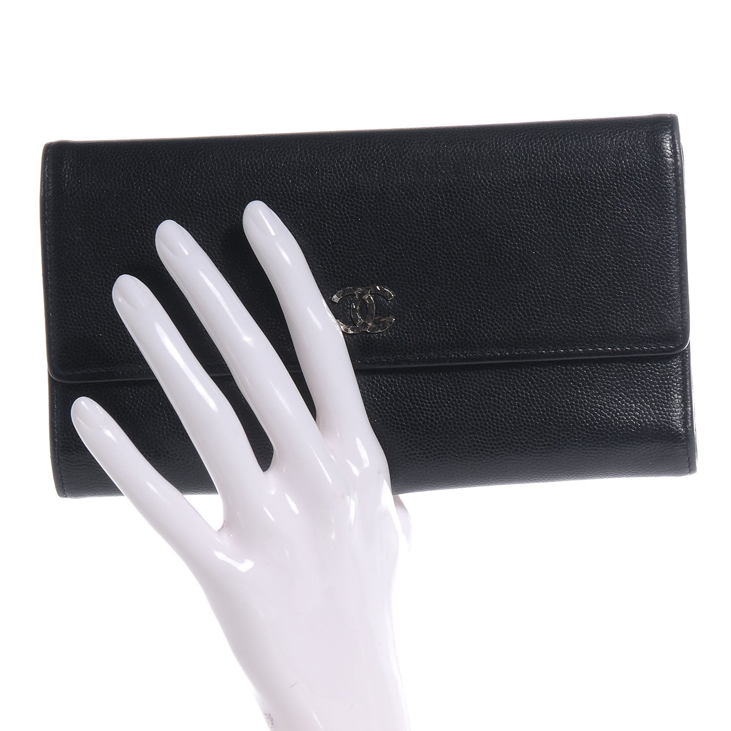 Chanel Caviar CC Large Flap Wallet Black 2 of 8