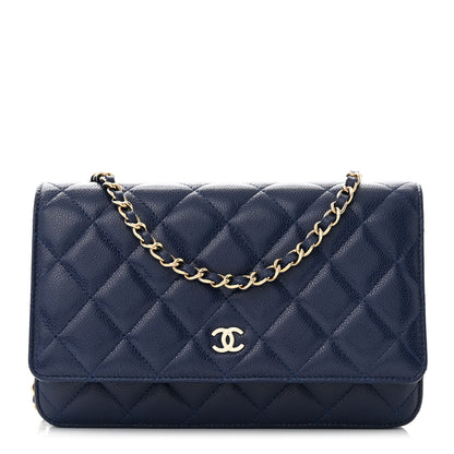 Chanel Caviar Quilted Wallet on Chain WOC Navy Blue 1 of 11