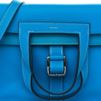 Hermes Taurillon Clemence Halzan 31 GM Bleu Frida 9 of 12