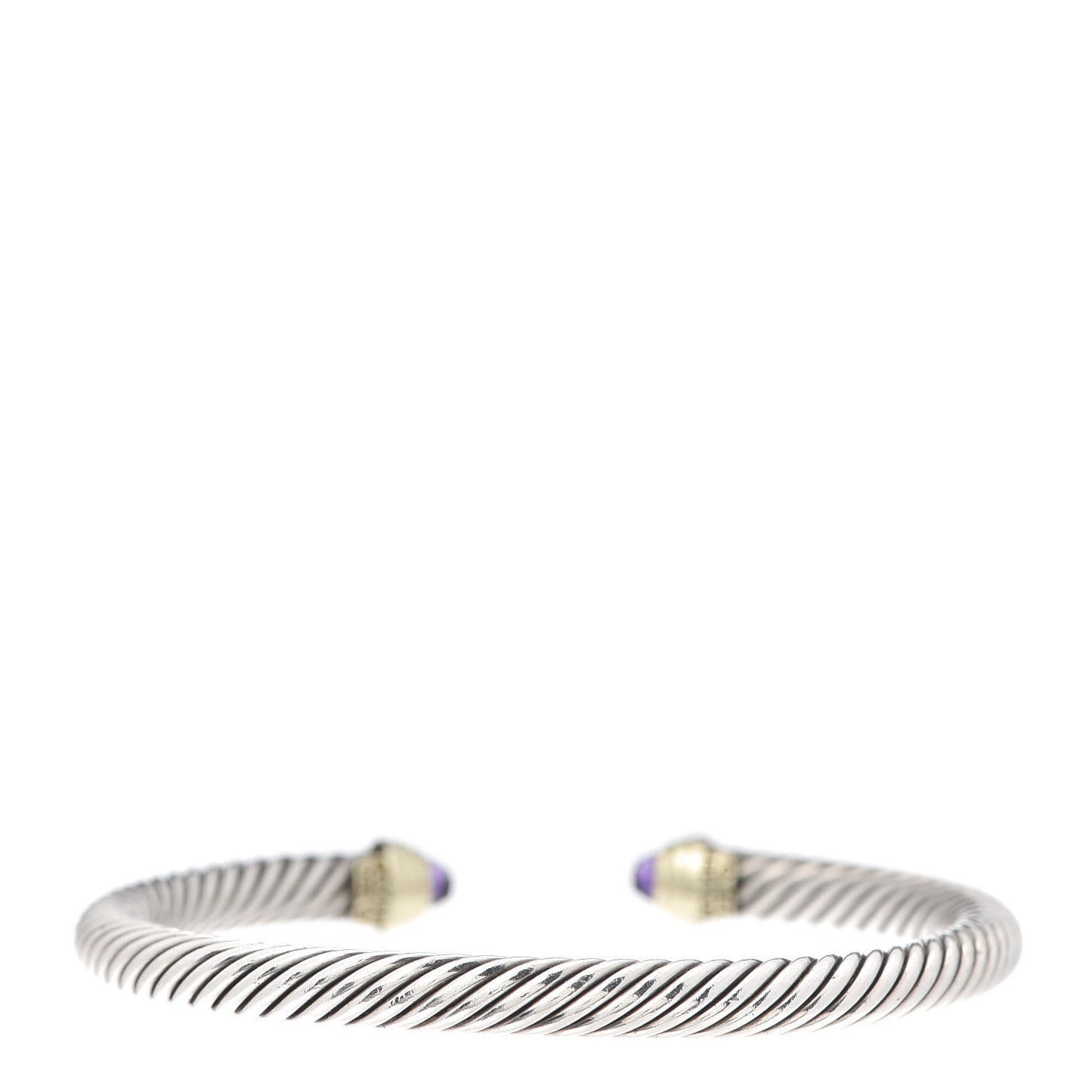 Sterling Silver 14K Yellow Gold Amethyst 5mm Cable Classics Petite Color Bracelet