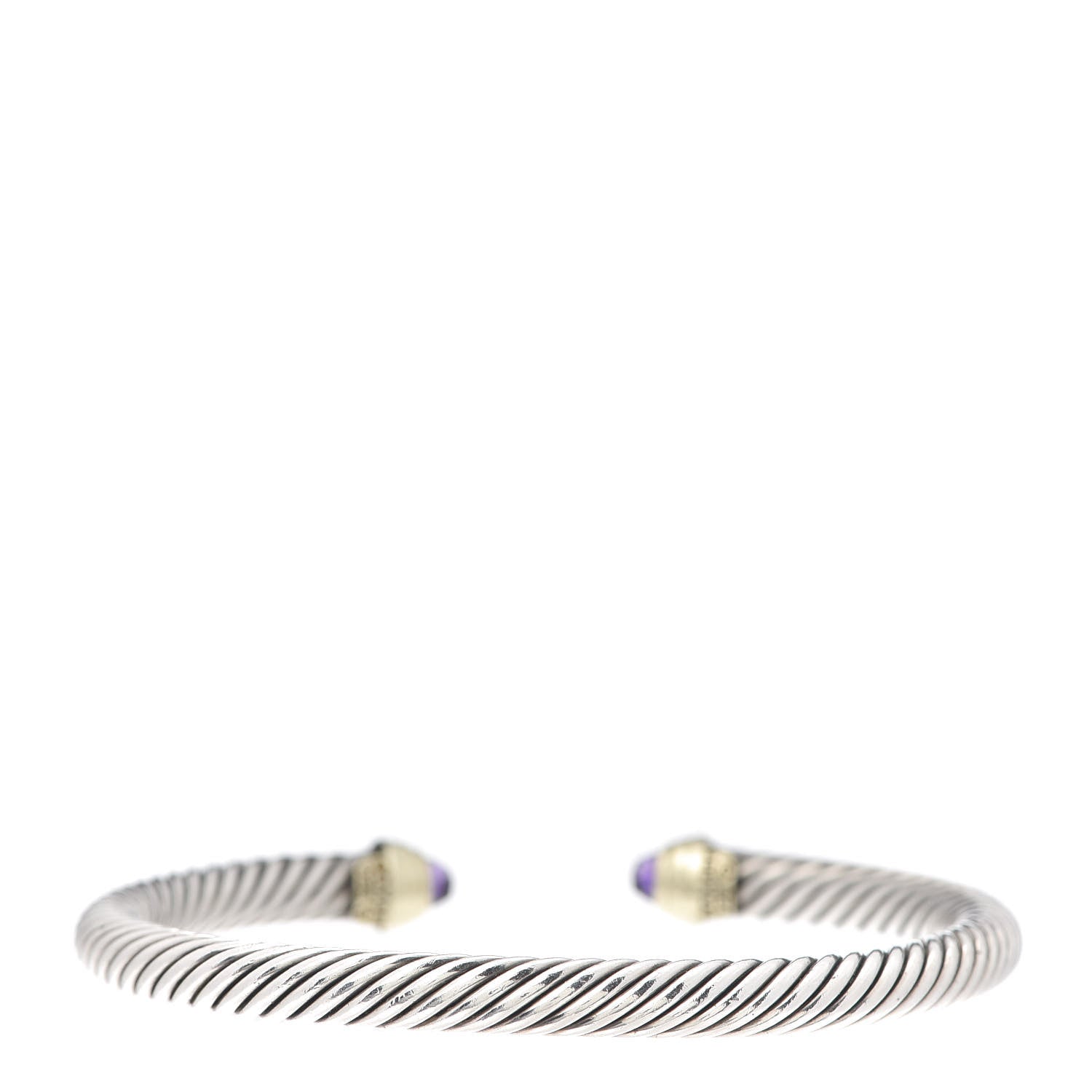 David Yurman Sterling Silver 14K Yellow Gold Amethyst 5mm Cable Classics Petite Color Bracelet 3 of 5