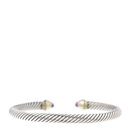 David Yurman Sterling Silver 14K Yellow Gold Amethyst 5mm Cable Classics Petite Color Bracelet 3 of 5