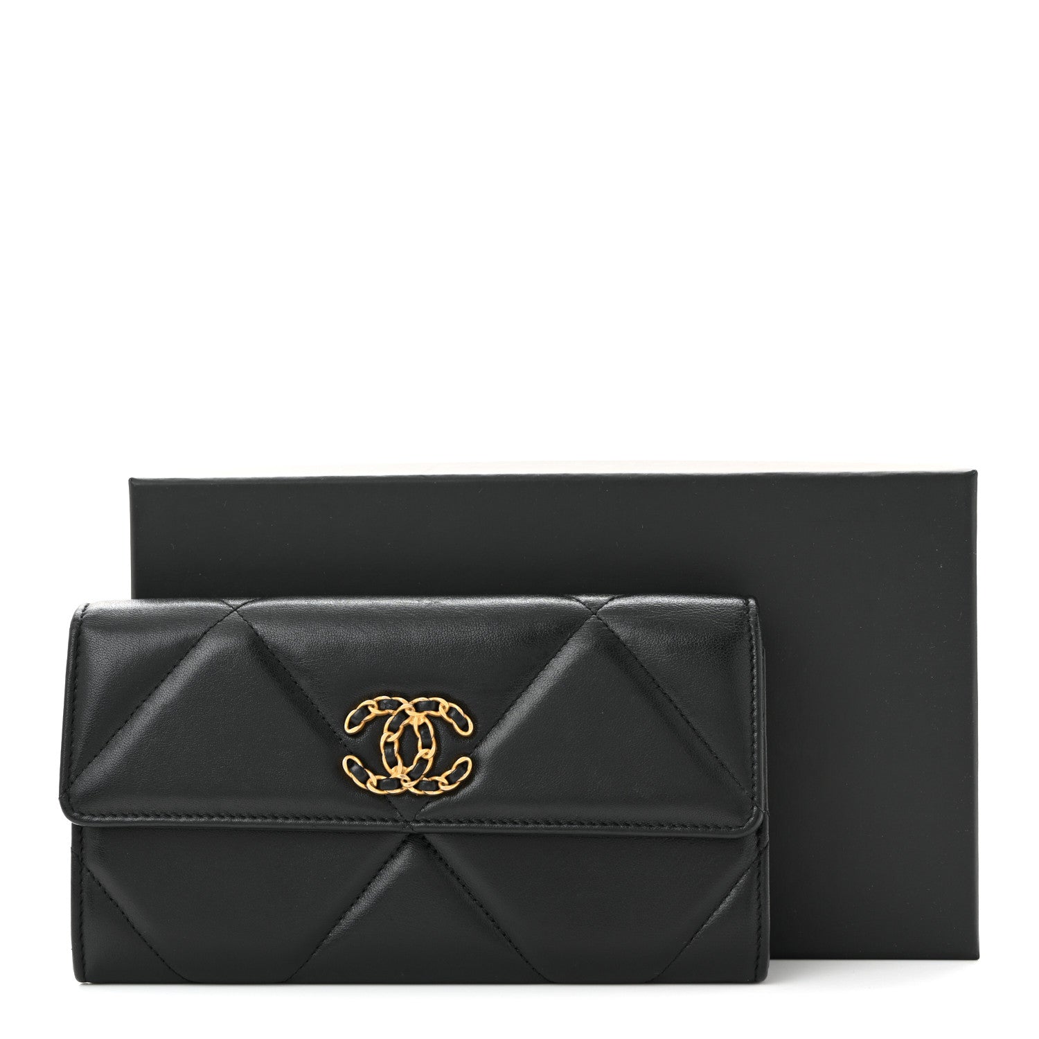 Chanel Lambskin Quilted Chanel 19 Flap Wallet Black 12 of 12