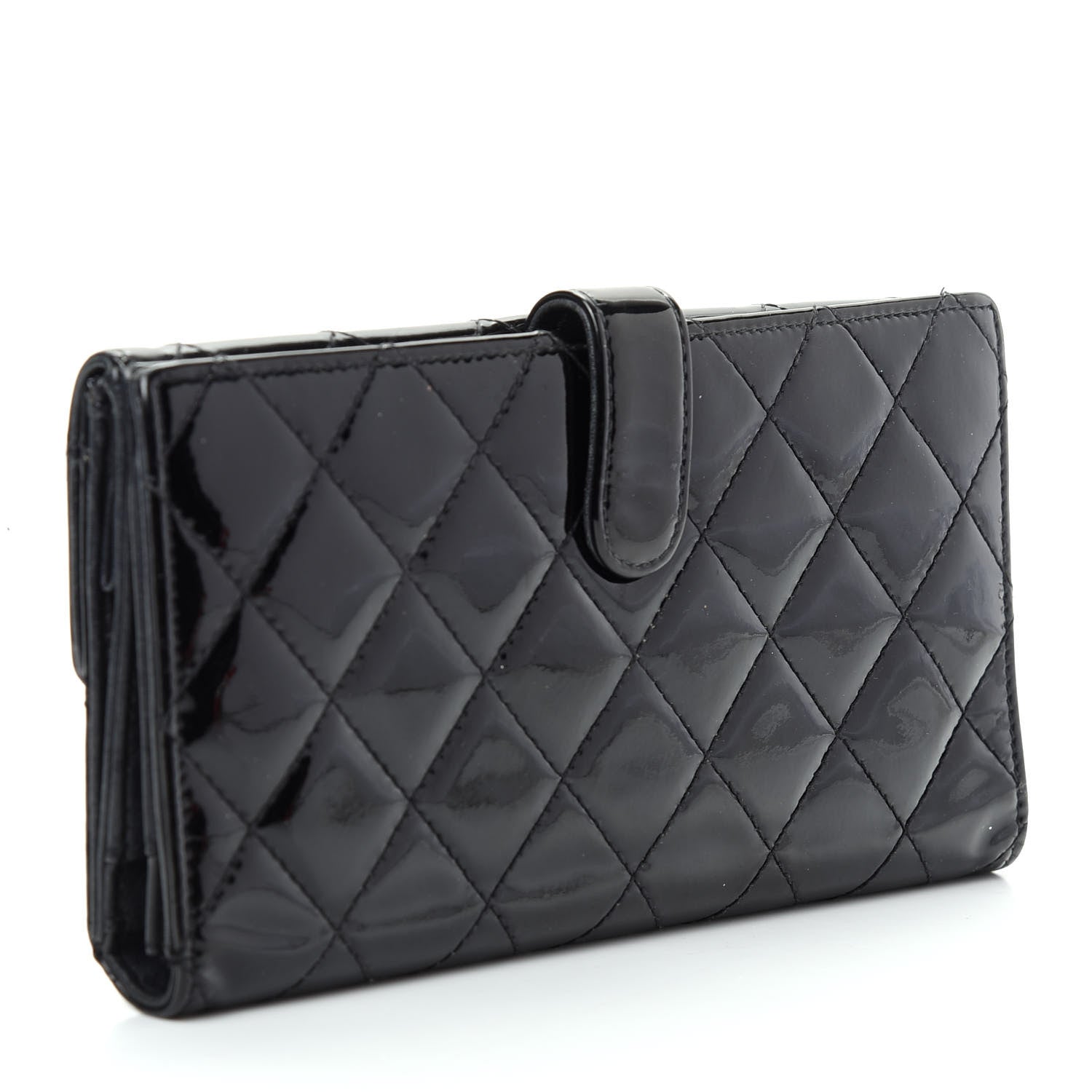 Chanel Patent Quilted Large Brilliant Flap Wallet Black 3 of 8