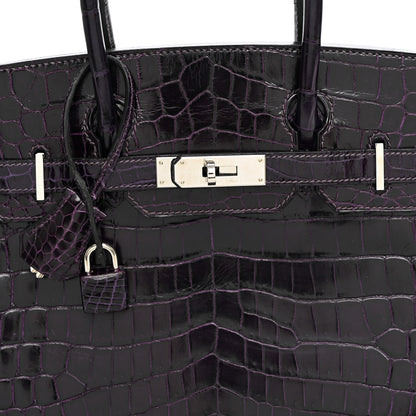 Hermes Shiny Niloticus Crocodile Birkin 30 Amethyst 8 of 18