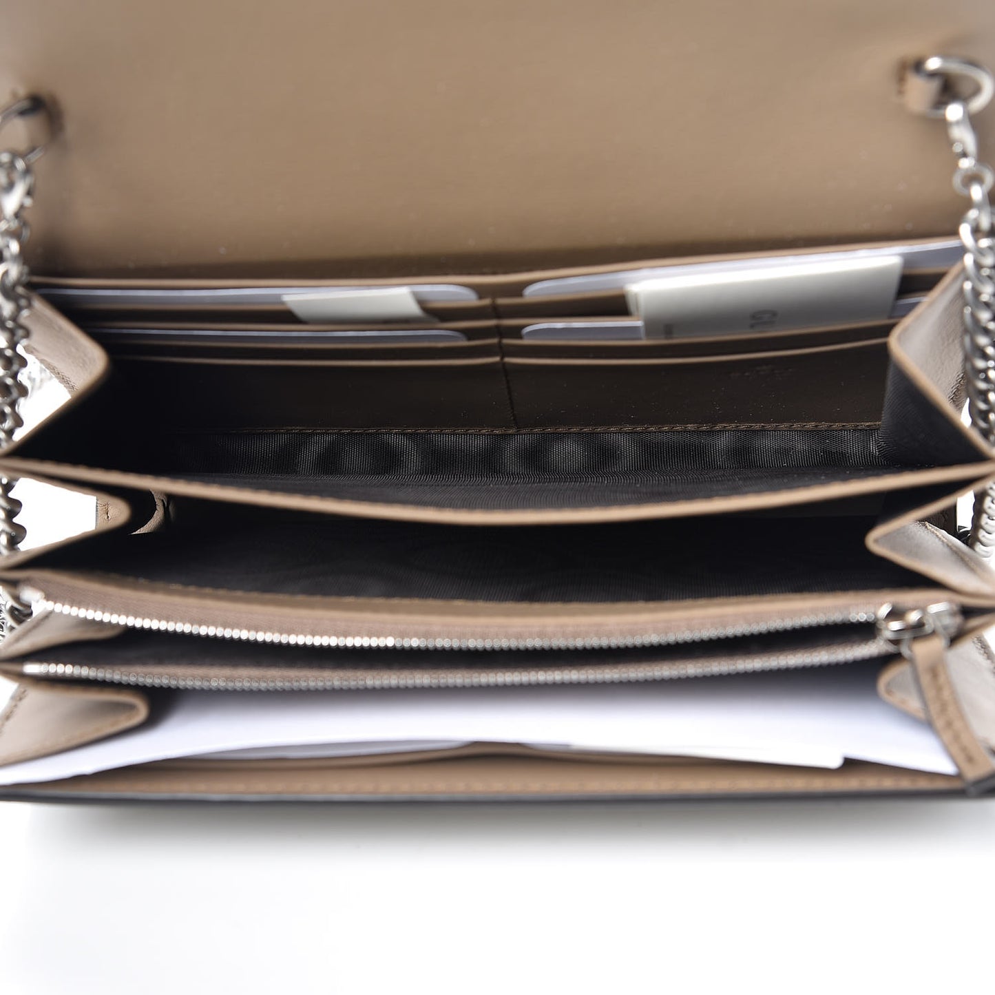GG Supreme Monogram Mini Dionysus Chain Wallet Beige Taupe