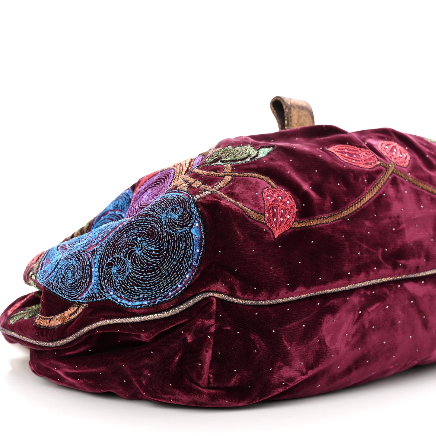 Velvet Embroidered Squirrel Spy Bordeaux Multicolor