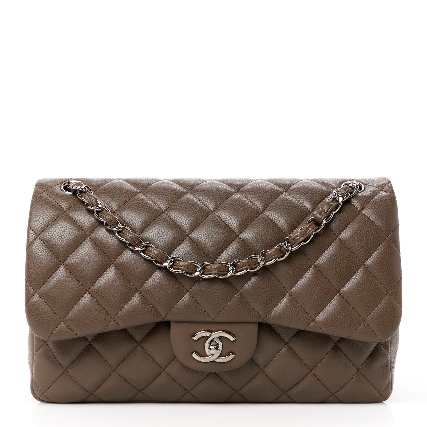 Caviar Quilted Jumbo Double Flap Dark Grey