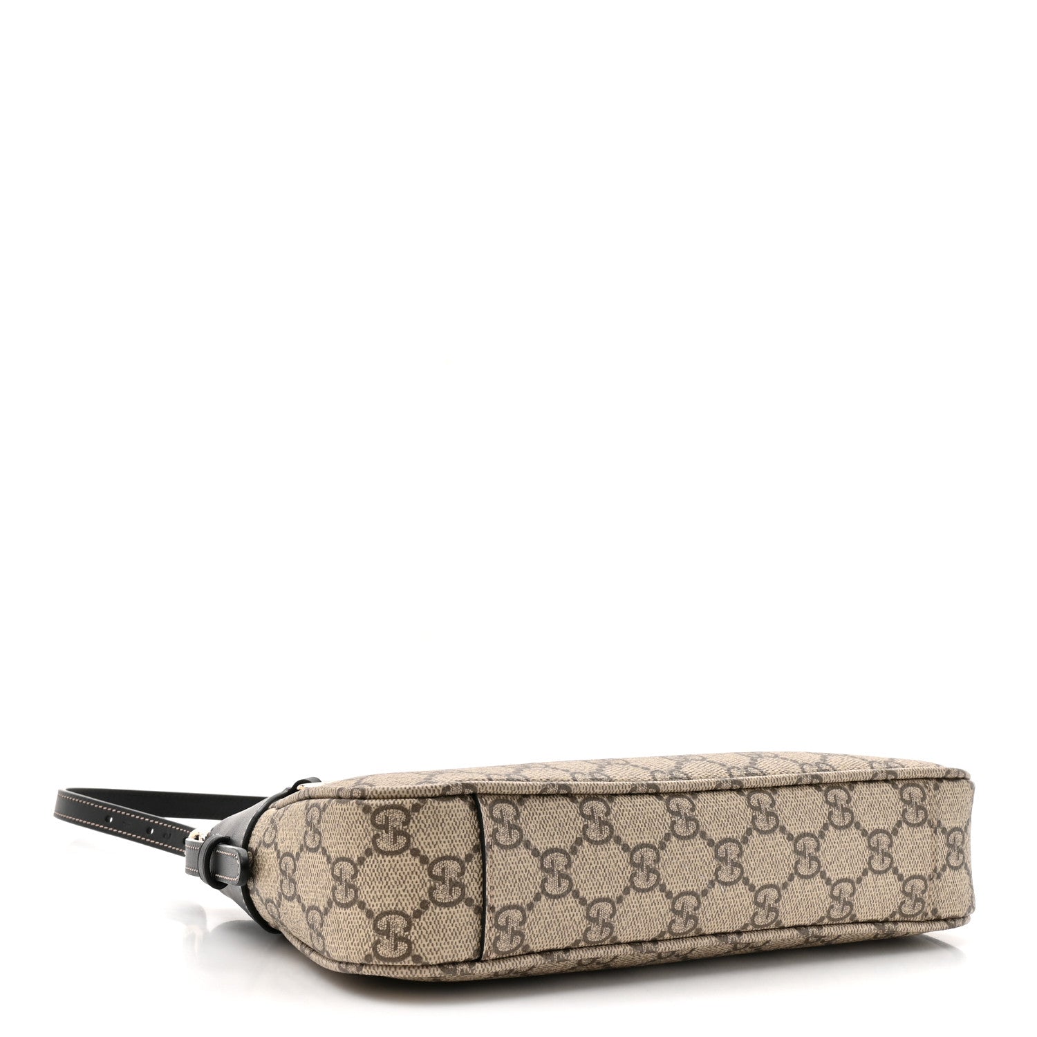 Gucci GG Supreme Monogram Textured Calfskin Small Emblem Shoulder Bag Beige Black 4 of 10