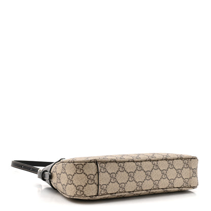 Gucci GG Supreme Monogram Textured Calfskin Small Emblem Shoulder Bag Beige Black 4 of 10