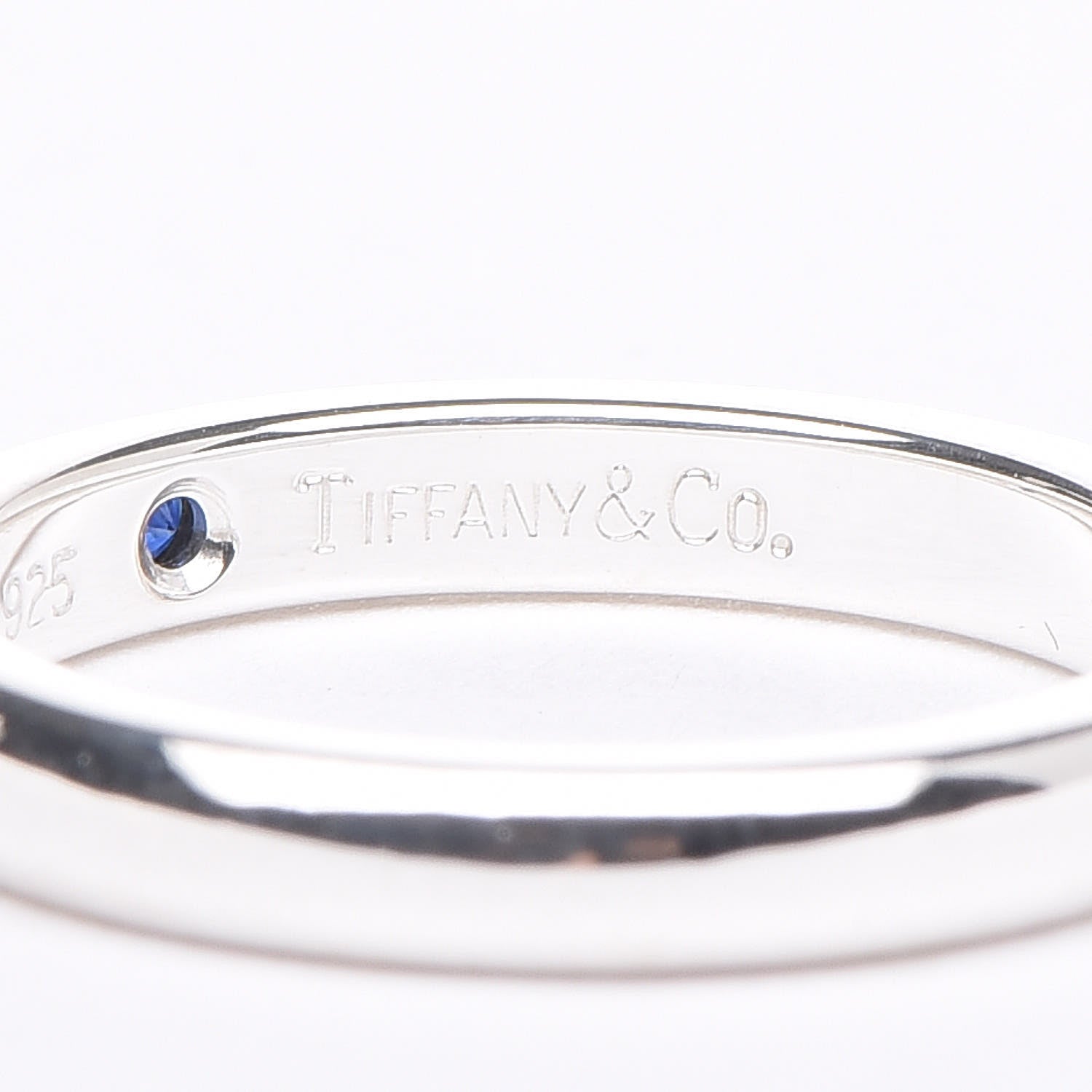 Tiffany Sterling Silver Blue Sapphire Stacking Ring 46 3.75 4 of 5