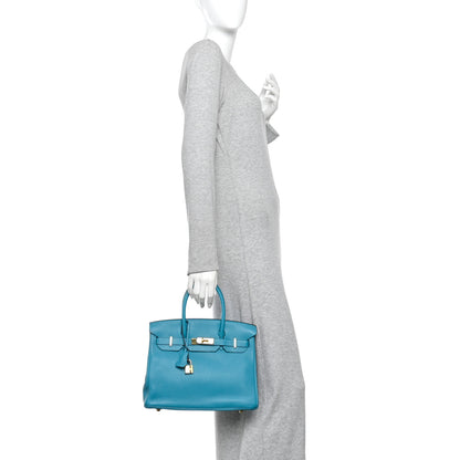 Hermes Taurillon Clemence Birkin 30 Turquoise 2 of 12