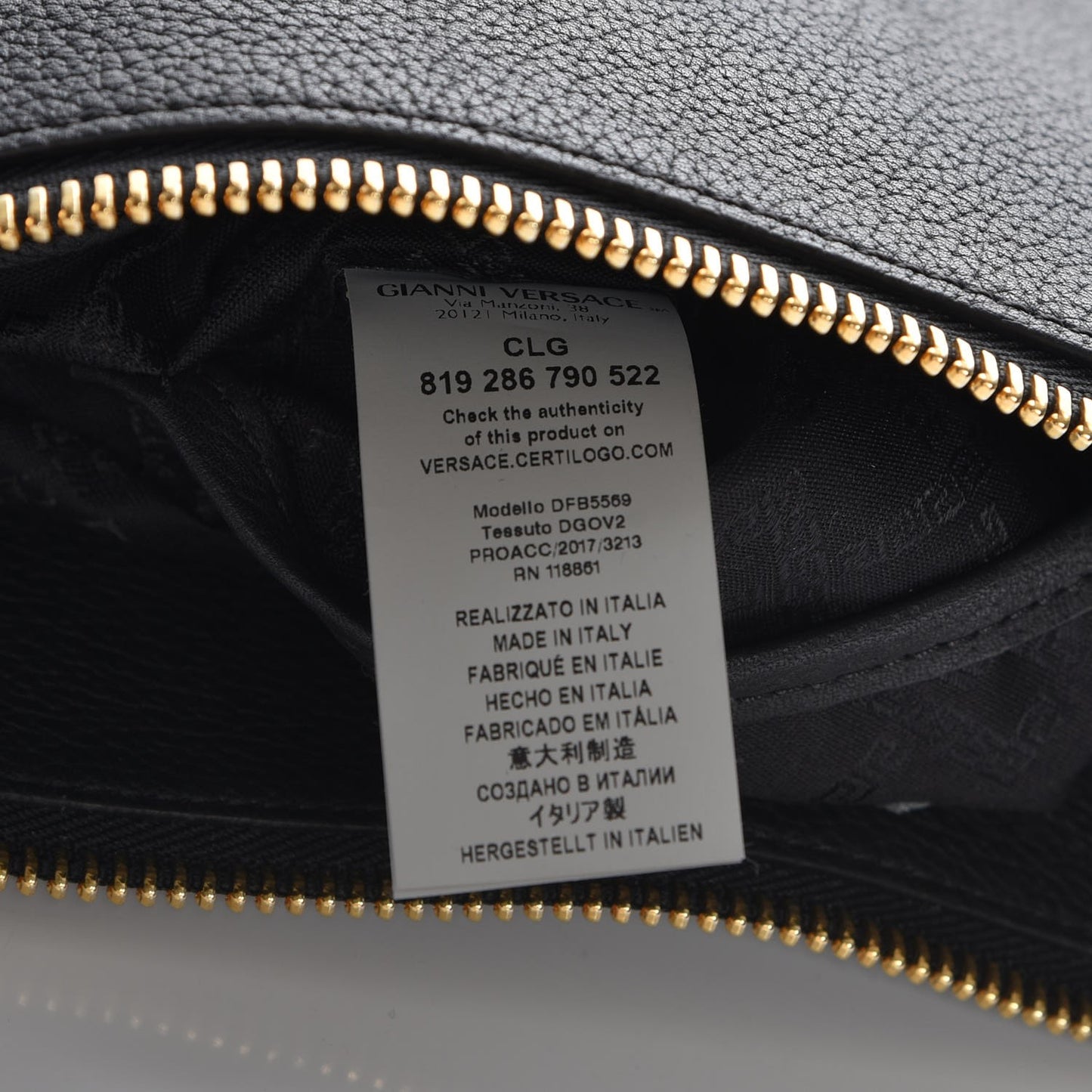 Grained Calfskin Medusa Head Messenger Bag Black