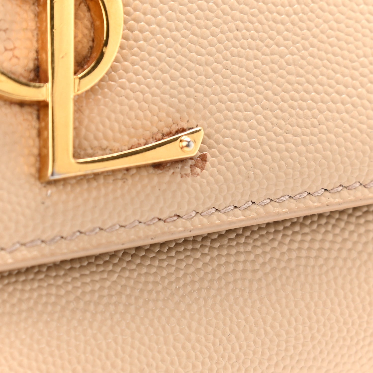 Saint Laurent Grain De Poudre Medium Monogram Kate Satchel Dark Beige 8 of 10