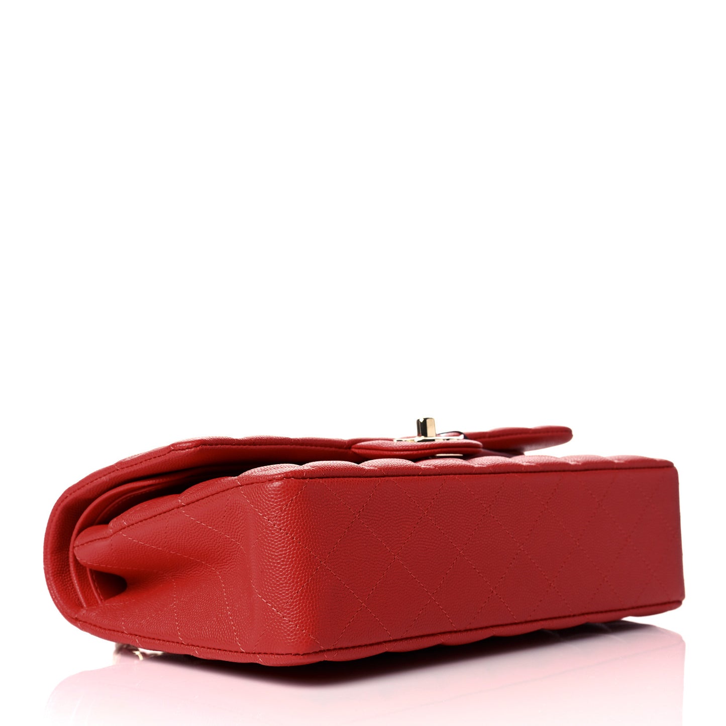 Caviar Quilted Medium Double Flap Red