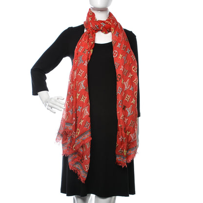 Louis Vuitton Silk Pop Monogram Stole Flamingo 2 of 5