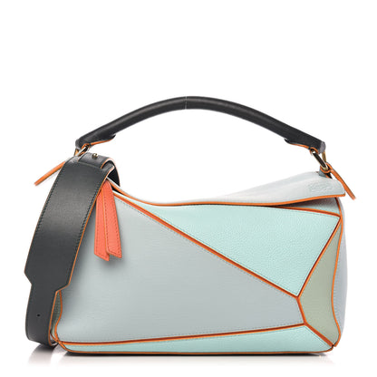 Loewe Calfskin Medium Paula's Ibiza Puzzle Bag Aqua Light Blue Multicolor 1 of 9