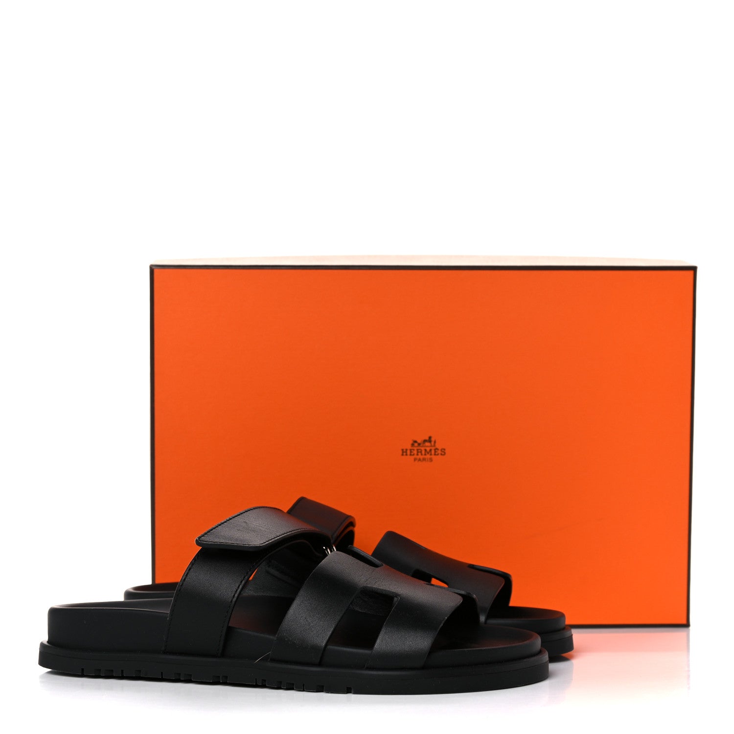Hermes Calfskin Womens Chypre Sandals 37.5 Black 9 of 9