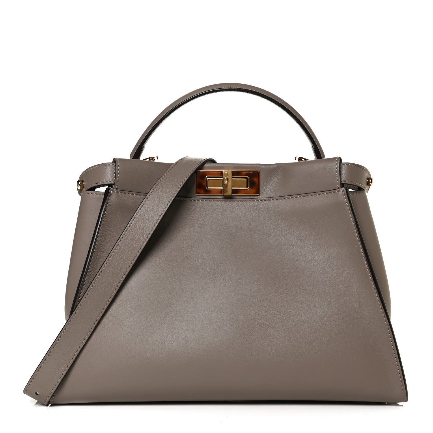 Fendi Vitello Seta Plexiglass Tortoise Medium Peekaboo Iconic Satchel Tortora 1 of 13