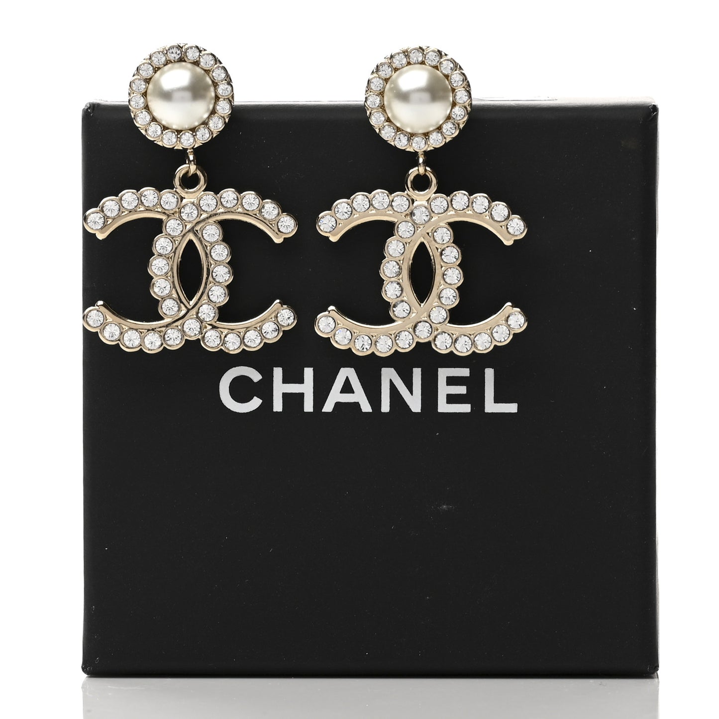 Crystal Pearl Bow-tiful CC Drop Earrings Gold