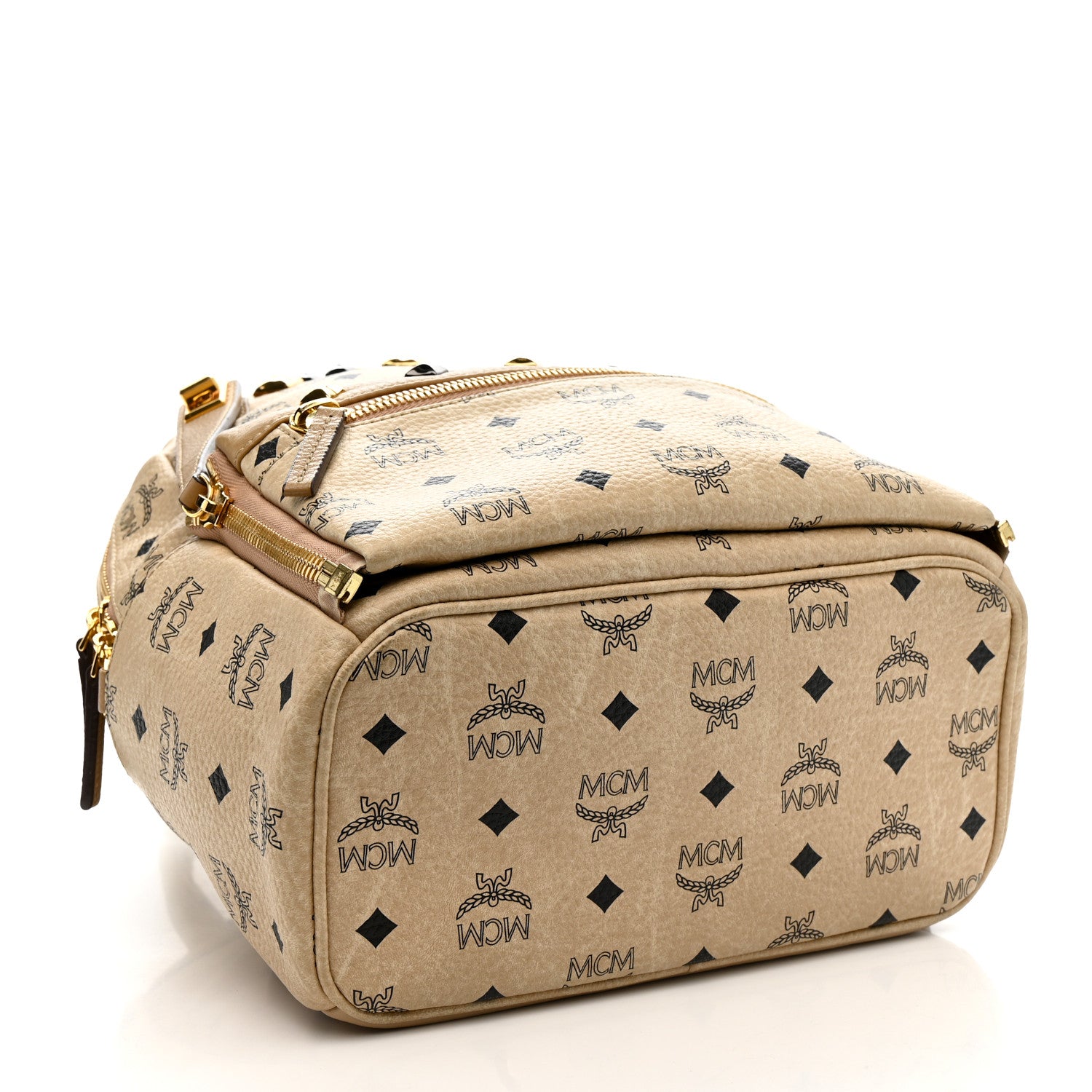 MCM Visetos Studded Small Dual Stark Backpack Beige 4 of 10
