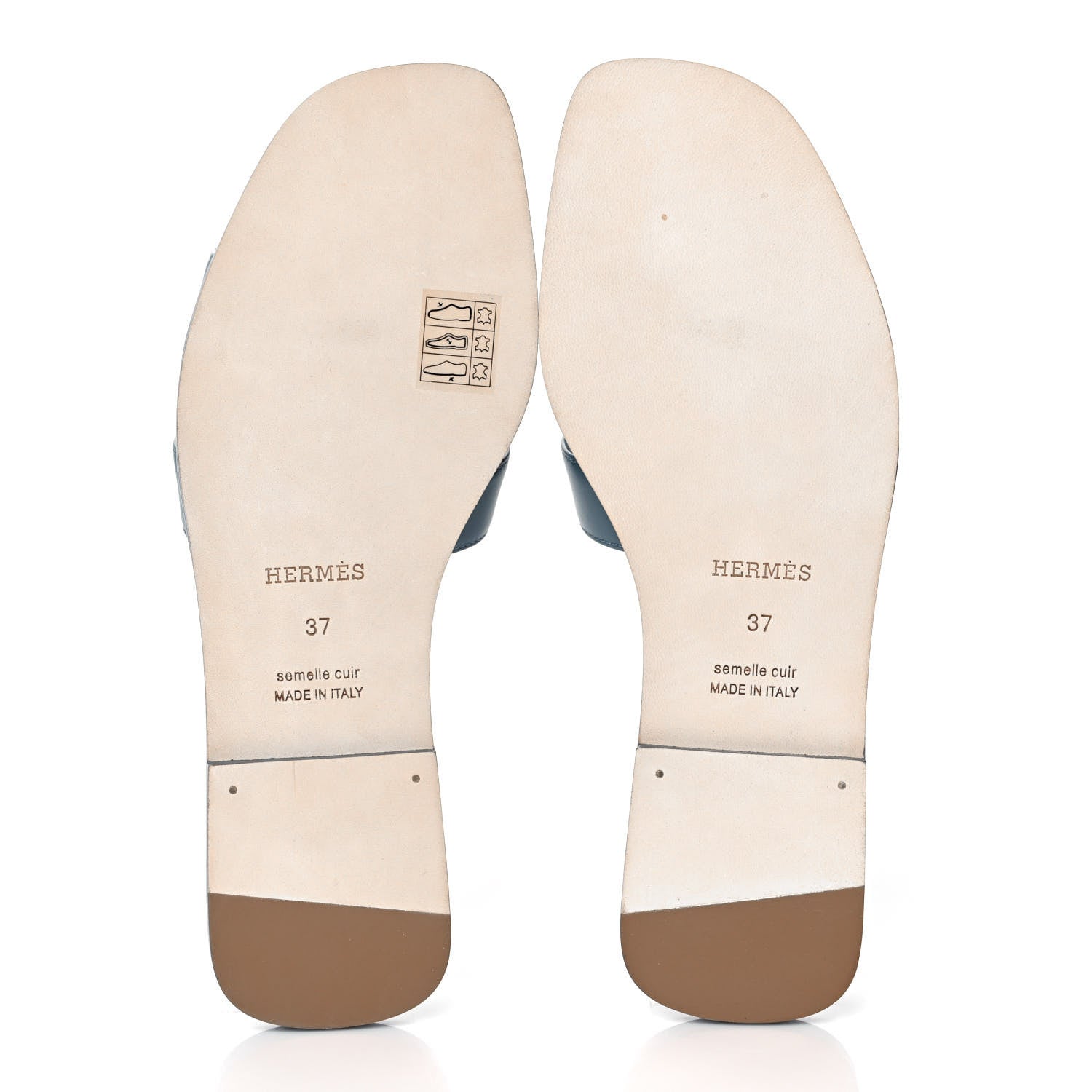 Hermes Box Calfskin Oran Sandals 37 Bleu Pinede 5 of 9