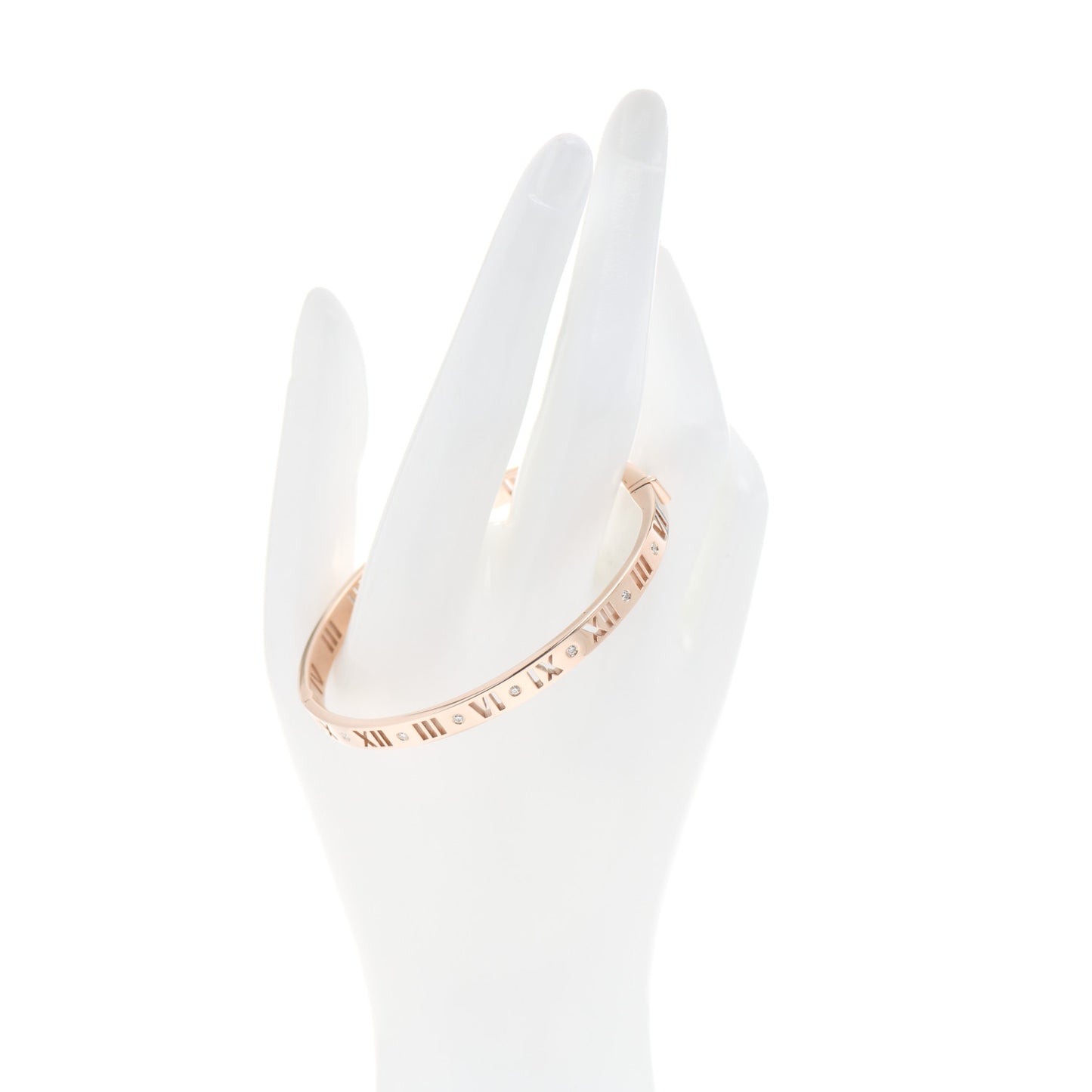 18K Rose Gold Diamond Atlas Pierced Hinged Bangle Bracelet