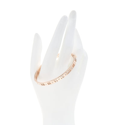 Tiffany 18K Rose Gold Diamond Atlas Pierced Hinged Bangle Bracelet 2 of 5