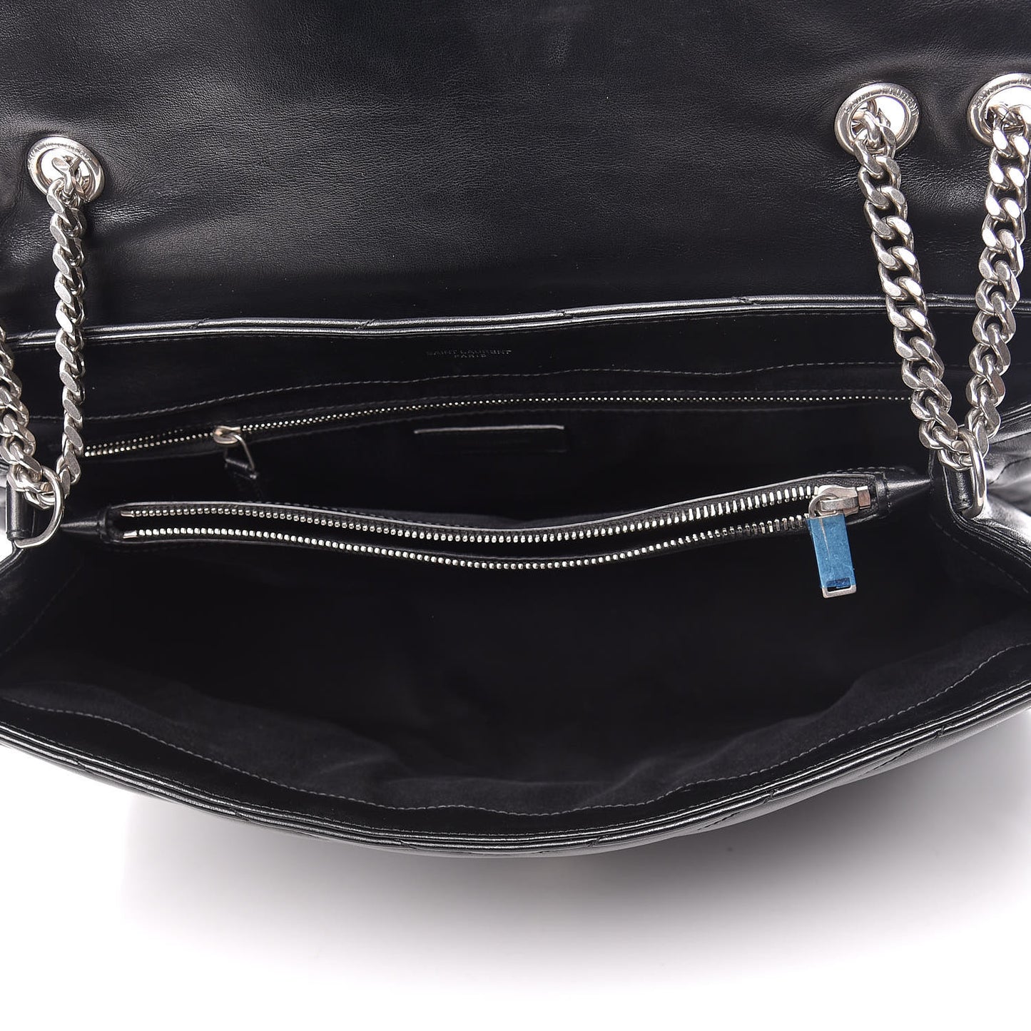 Calfskin Y Quilted Monogram Large Loulou Chain Satchel Black