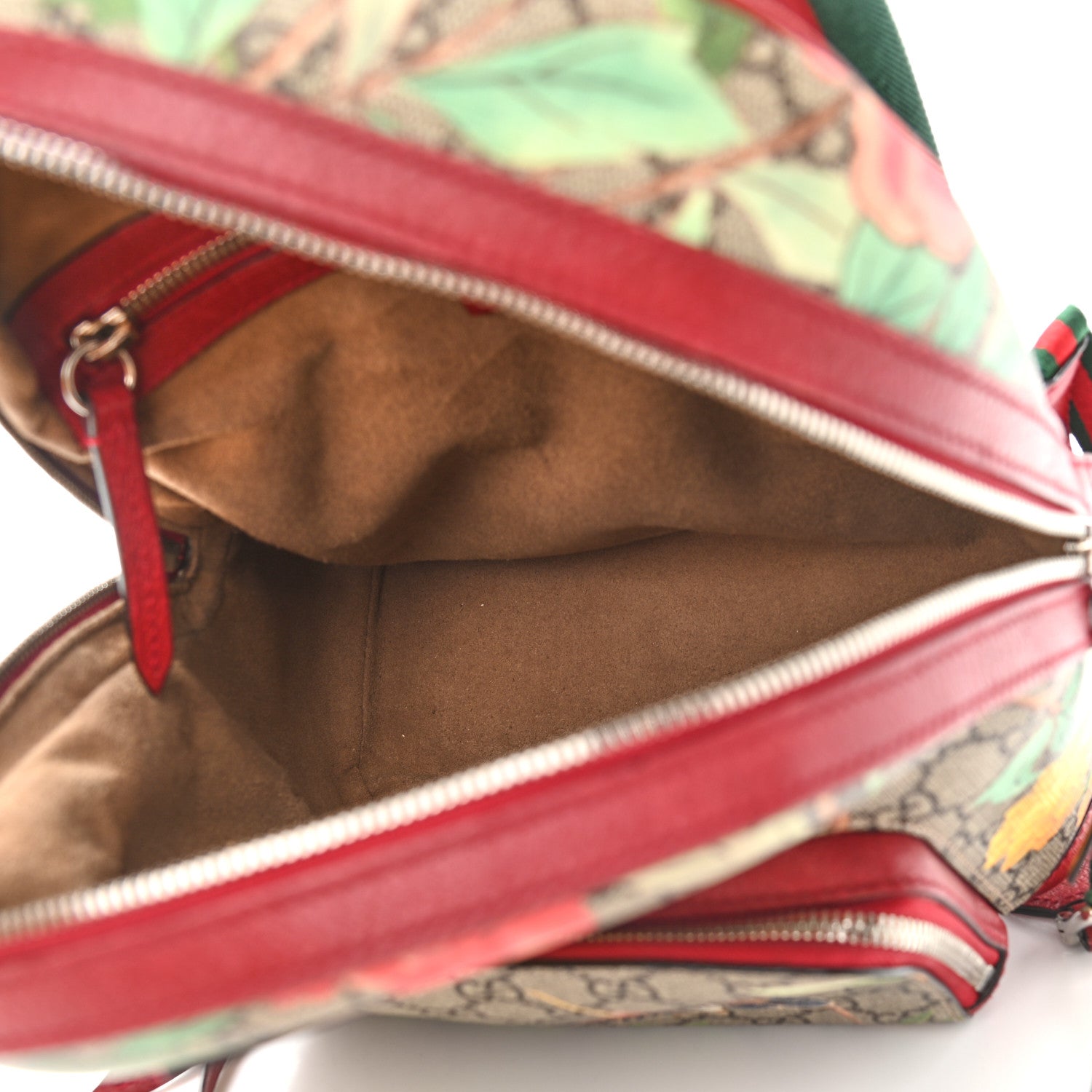 Gucci GG Supreme Monogram Tian Web Small Day Backpack Beige Multicolor Red 5 of 9