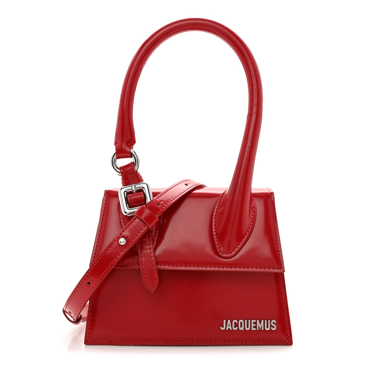 Jacquemus Glazed Calfskin Le Chiquito Boucle Moyen Red 1 of 11