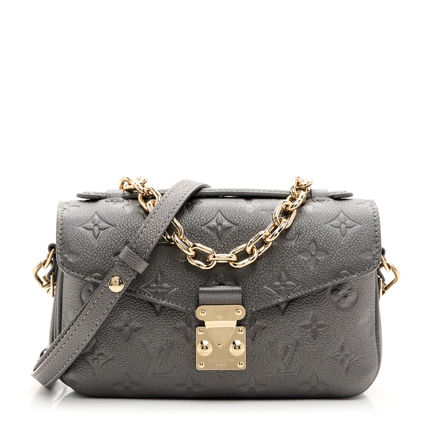 Shimmery Empreinte LV Ski Pochette Metis East West Gun Metal