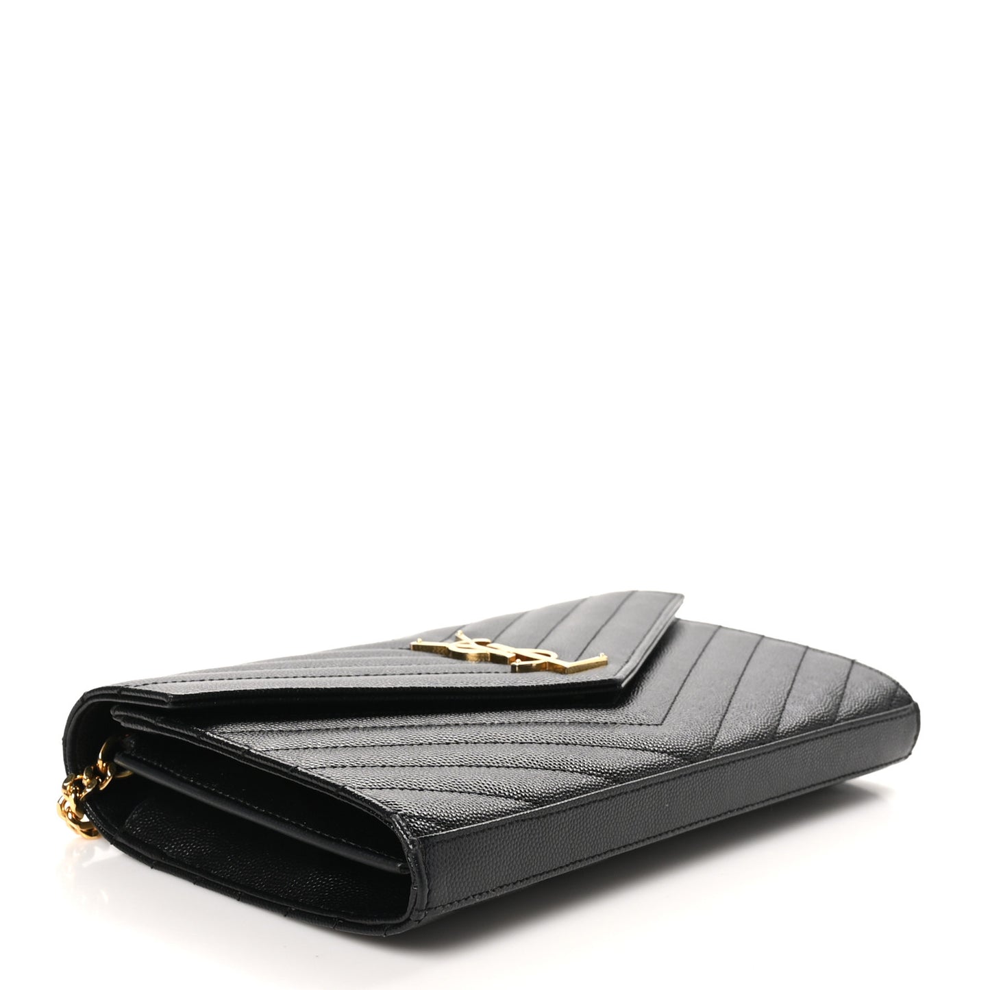 Grain De Poudre Matelasse Chevron Monogram Chain Wallet Black