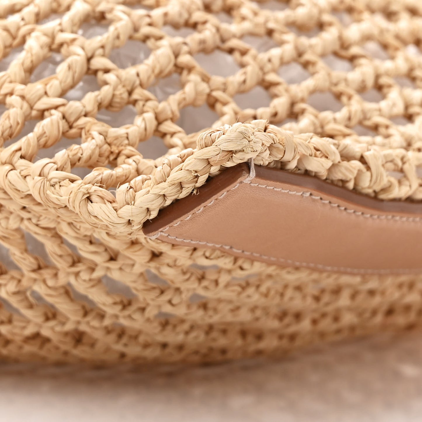 Raffia Calfskin Oxalis Shoulder Bag Naturale