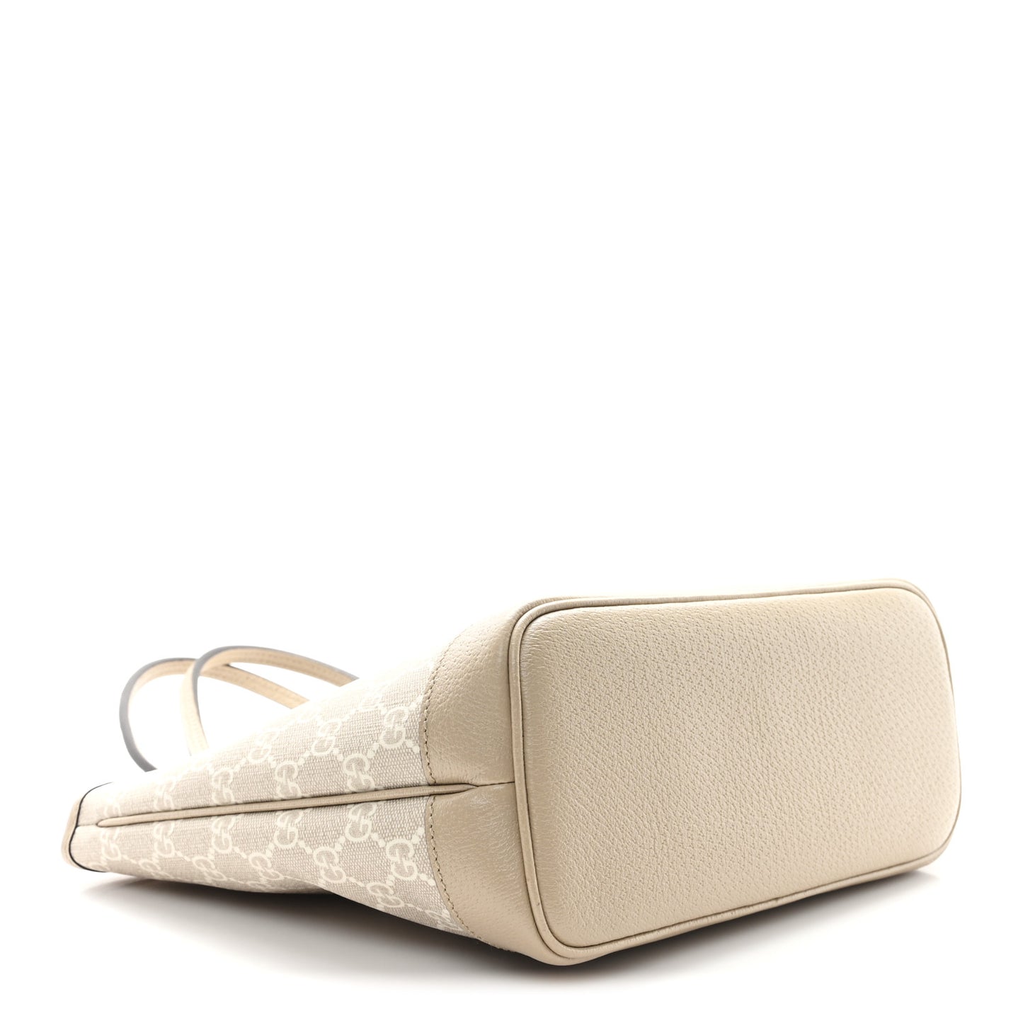GG Supreme Monogram Textured Dollar Calfskin Web Small Ophidia Tote Beige Mystic White Oatmeal