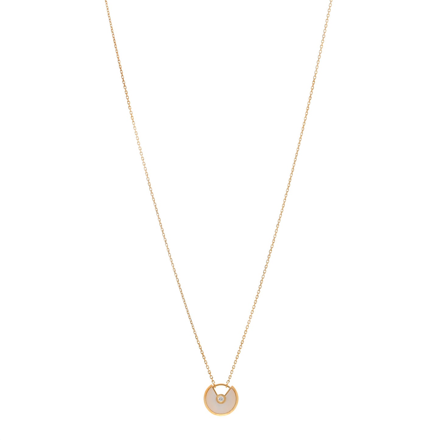 18K Yellow Gold Diamond Mother of Pearl XS Amulette de Cartier Pendant Necklace