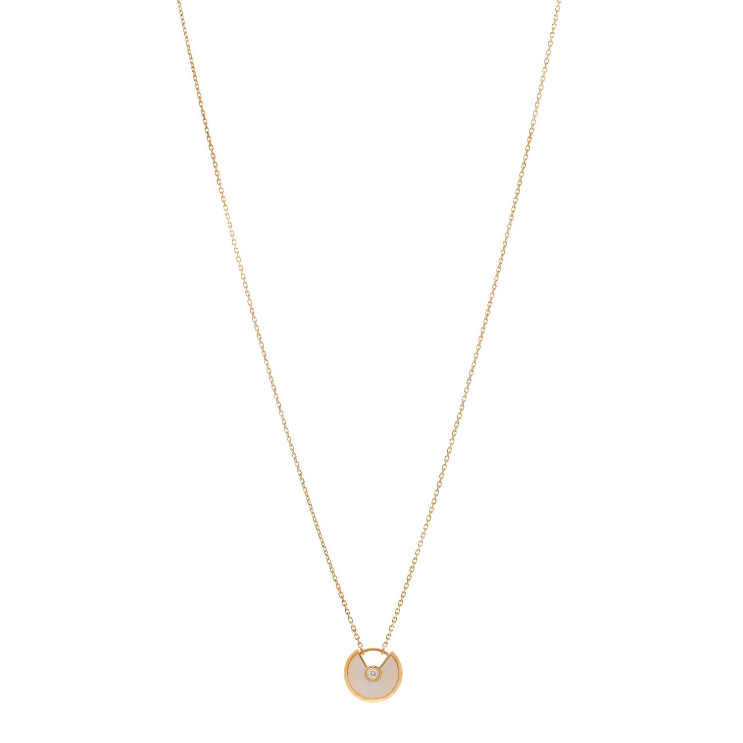 Cartier 18K Yellow Gold Diamond Mother of Pearl XS Amulette de Cartier Pendant Necklace 1 of 5