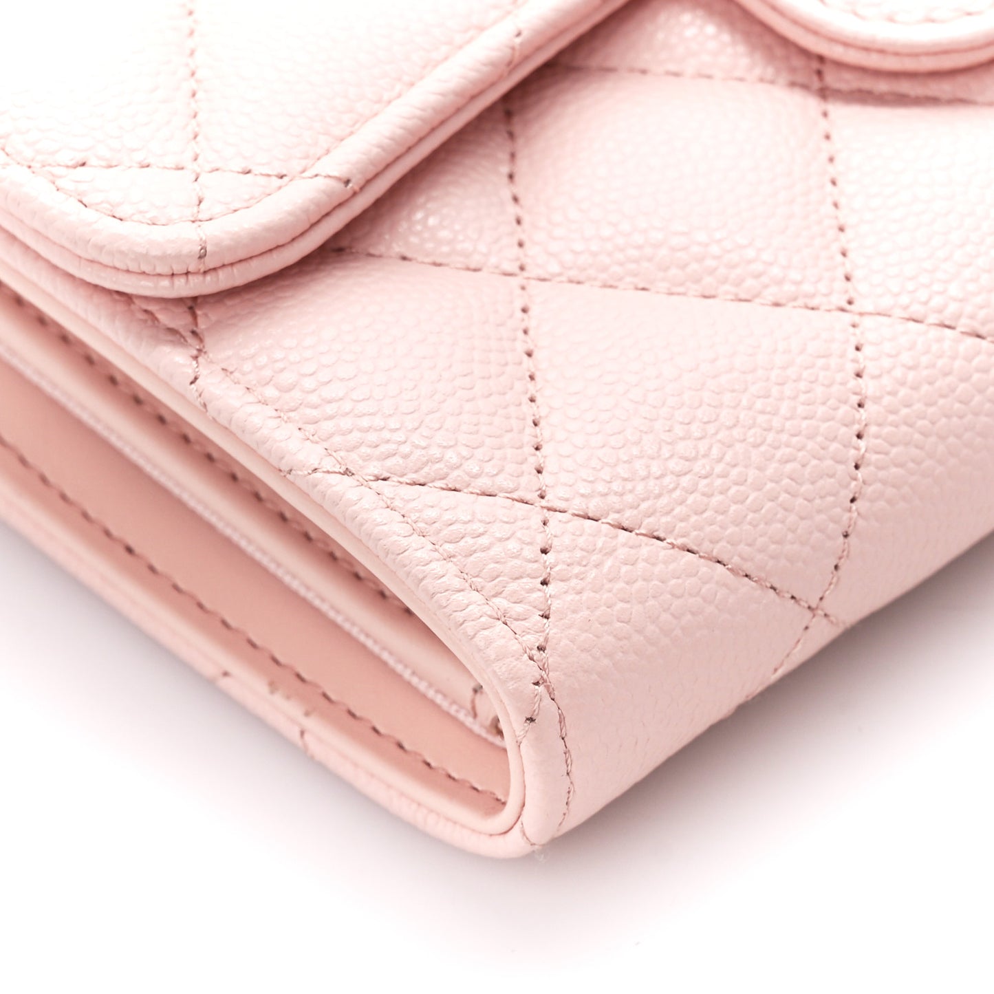 Caviar Quilted Medium Flap Wallet Light Pink