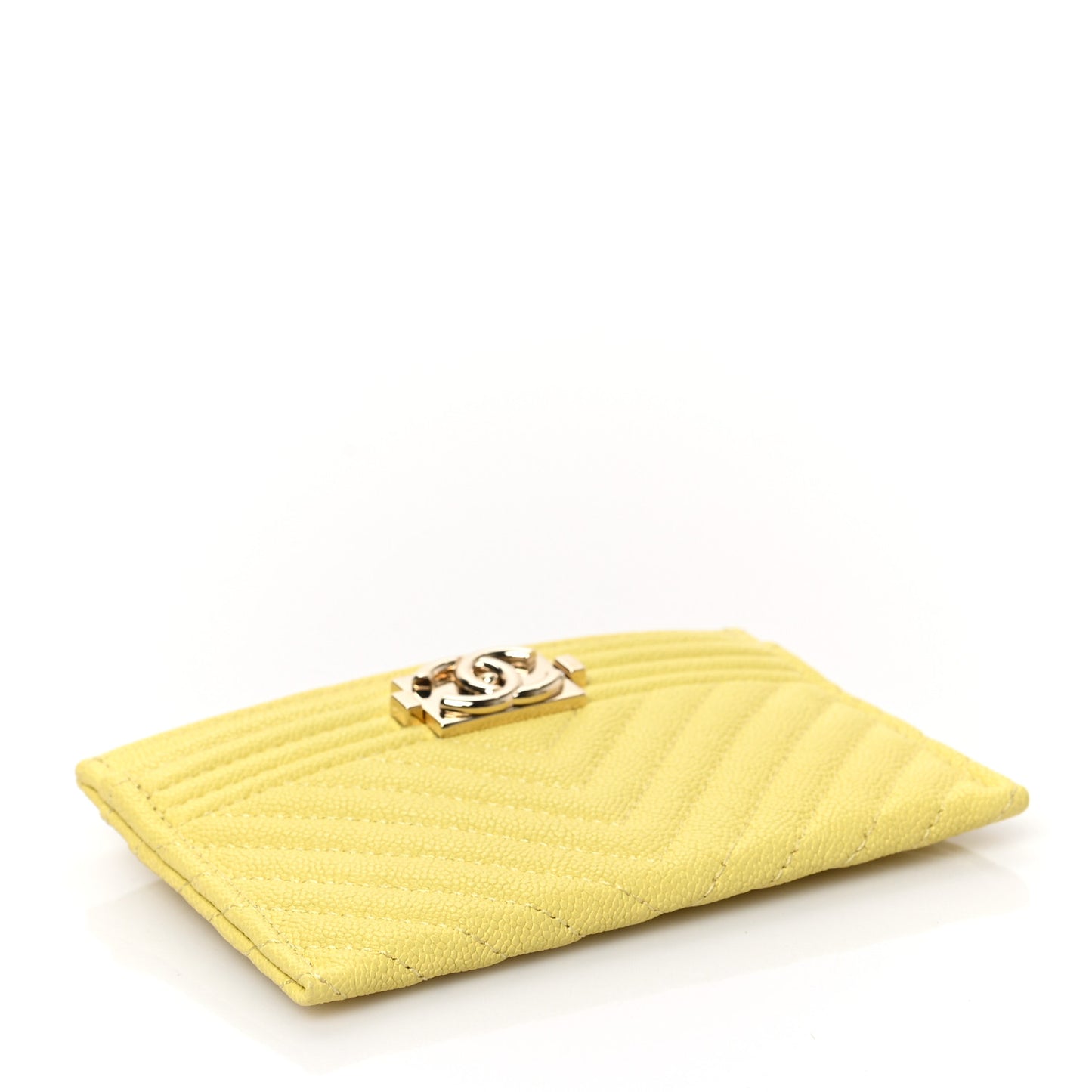 Caviar Chevron Quilted Boy Card Holder Yellow