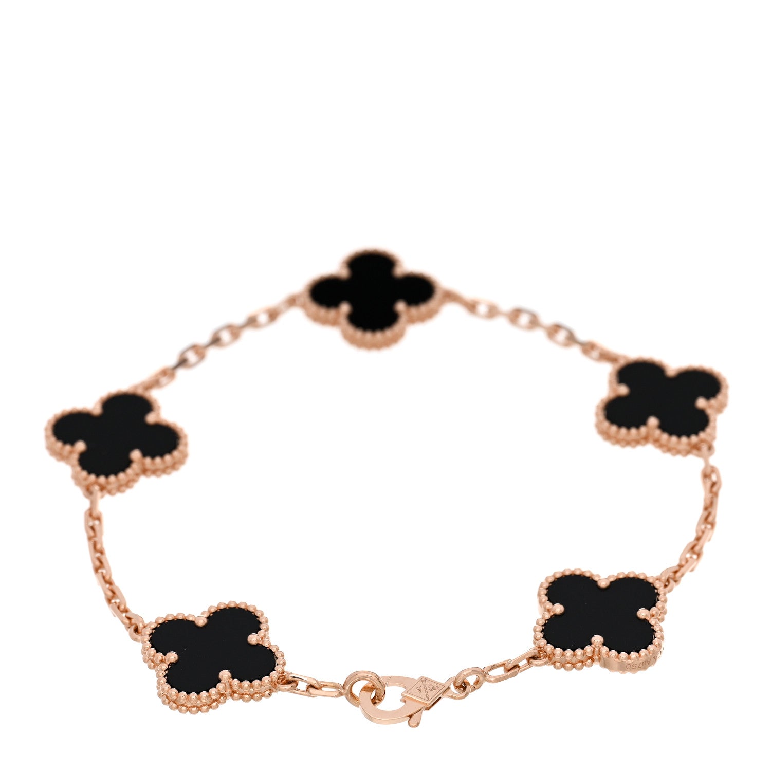 Van Cleef & Arpels VAN CLEEF & ARPELS 18K Rose Gold Black Onyx 5 Motifs Vintage Alhambra Bracelet 2 of 5