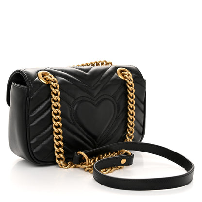 Gucci Calfskin Matelasse Mini GG Marmont Shoulder Bag Black 3 of 12
