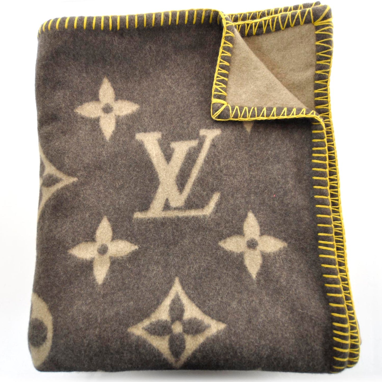 Lambswool Angora Monogram Blanket Marron