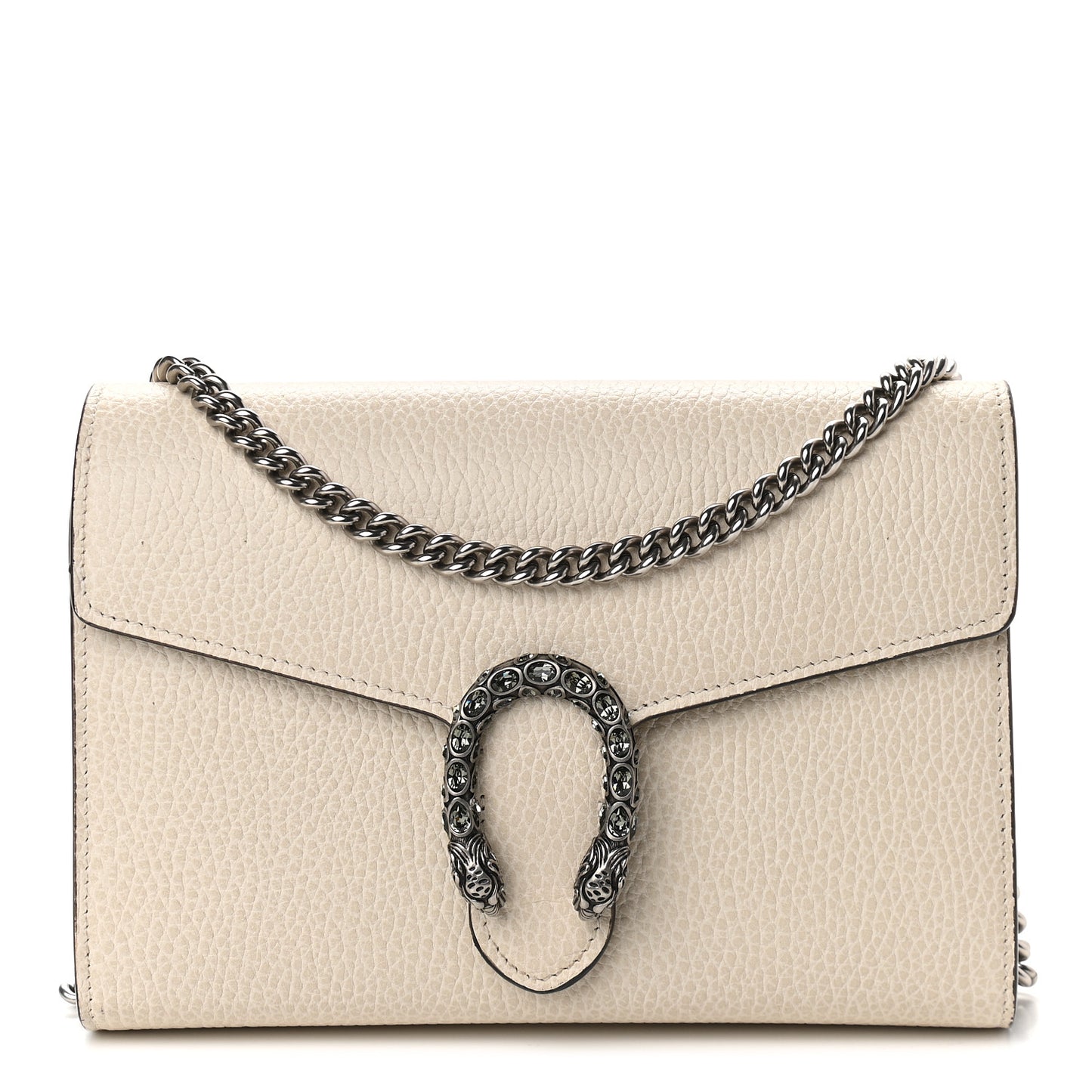 Dollar Calfskin Mini Dionysus Chain Wallet Mystic White