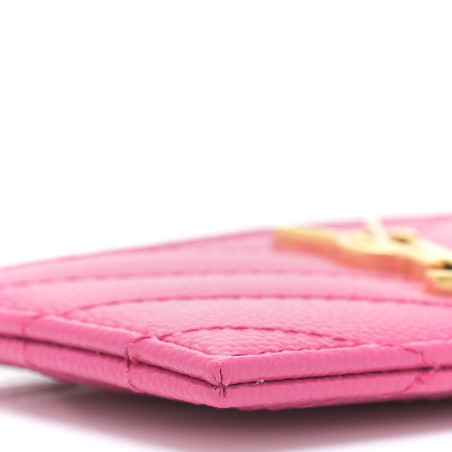 Saint Laurent Grain De Poudre Matelasse Chevron Monogram Credit Card Case Fuxia 5 of 10
