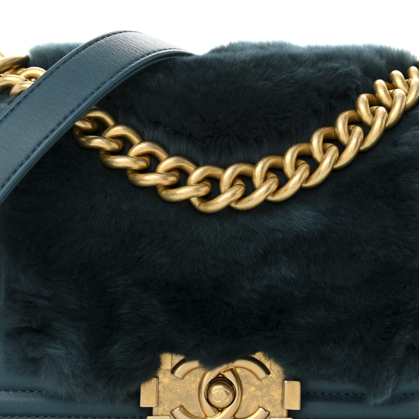 Orylag Rabbit Fur Calfskin Small Boy Flap Turquoise