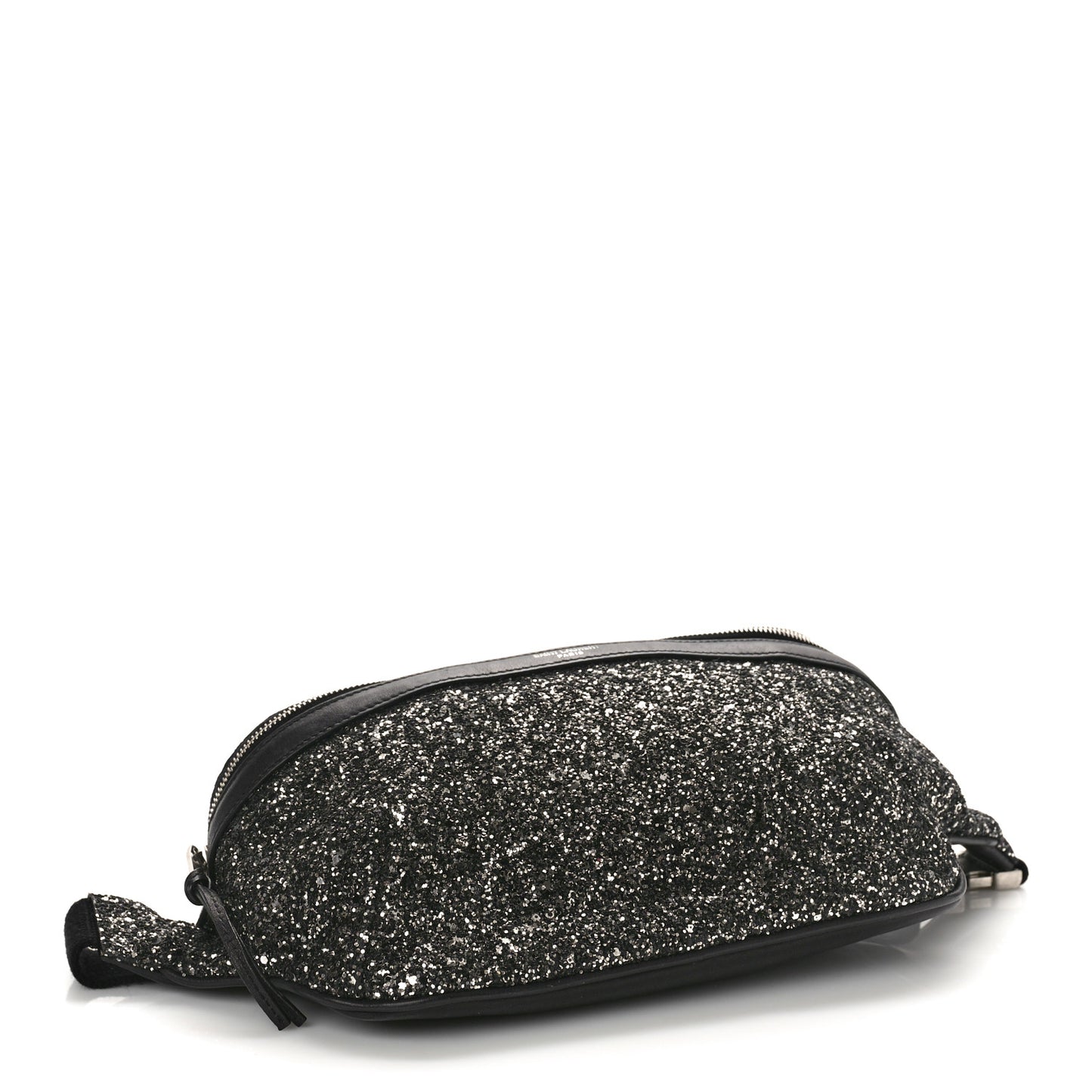 Lambskin Glitter Belt Bag Metallic Black